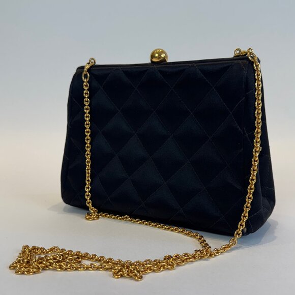 Vintage Chanel Black Quilted Frame Evening Bag - Picture 5 of 16